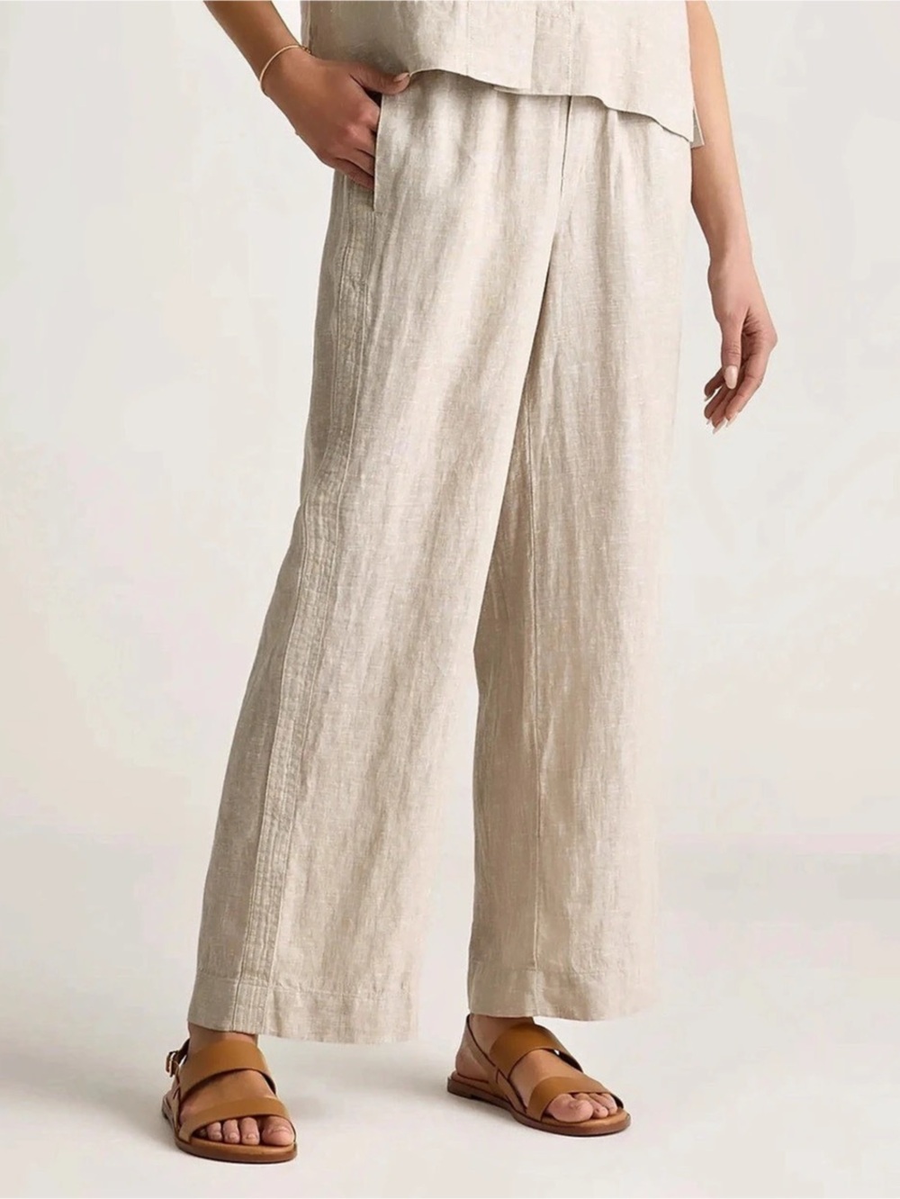 Quince 100% European Linen Wide Leg Pants in Beige/Flax Women’s Size Medium